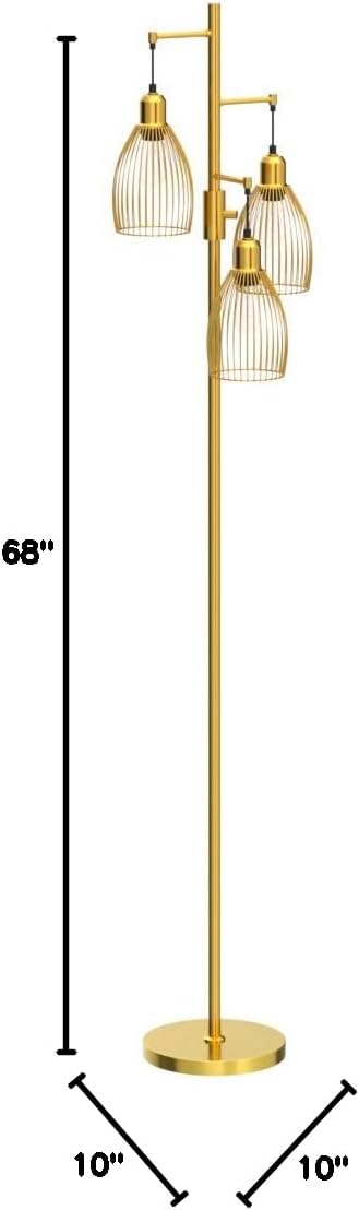 ✨ 70" Industrial Dimmable Floor Lamp – 3-Light Teardrop Cage Standing Lamp with Warm LED Bulbs for Living Room & Bedroom 🏡