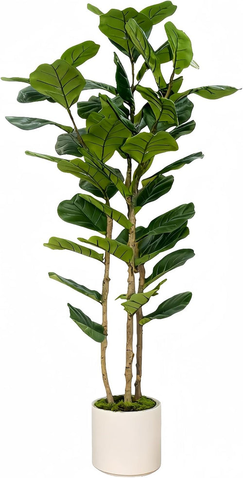 🌿 Lifelike Artificial Fiddle Leaf Fig Tree with Planter – Elegant Faux Indoor Plant for Living Room, Bedroom & Office Decor ✨