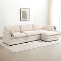 🛋️ 112" Oversized Modular Sectional Sofa with Movable Ottoman – Plush Corduroy L-Shaped Couch for Cozy Living Room & Home Office ✨