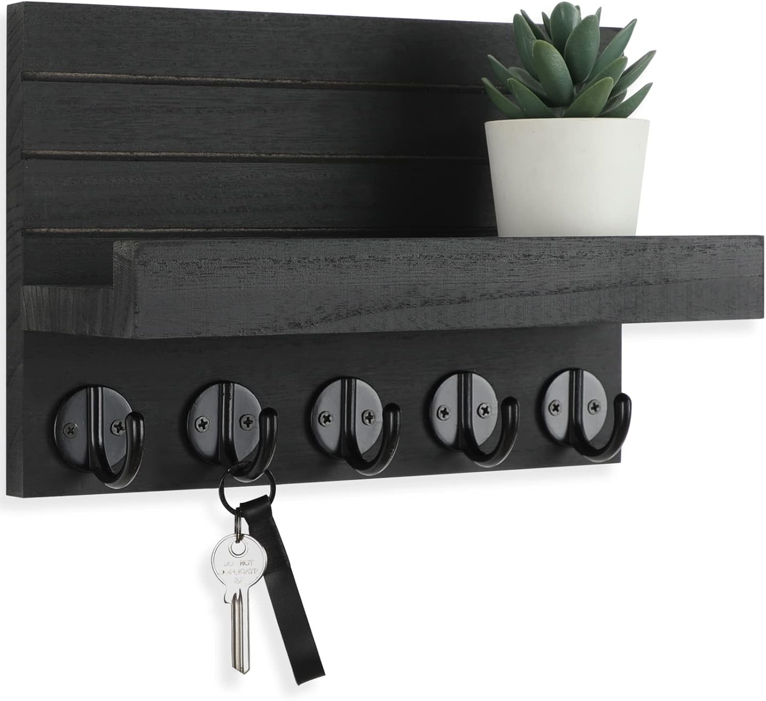 ```text 🗝️ Rustic Wall-Mounted Key & Mail Organizer – 5-Hook Entryway Storage Shelf for Keys, Bags & Coats 🏡 ```