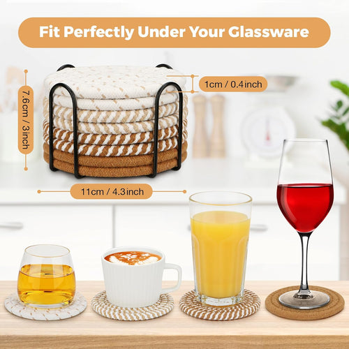 ```text ✨ Boho Cotton Coasters Set of 8 with Holder – Absorbent Heat-Resistant Drink Coasters for Coffee Table & Home Decor 🏡 ```
