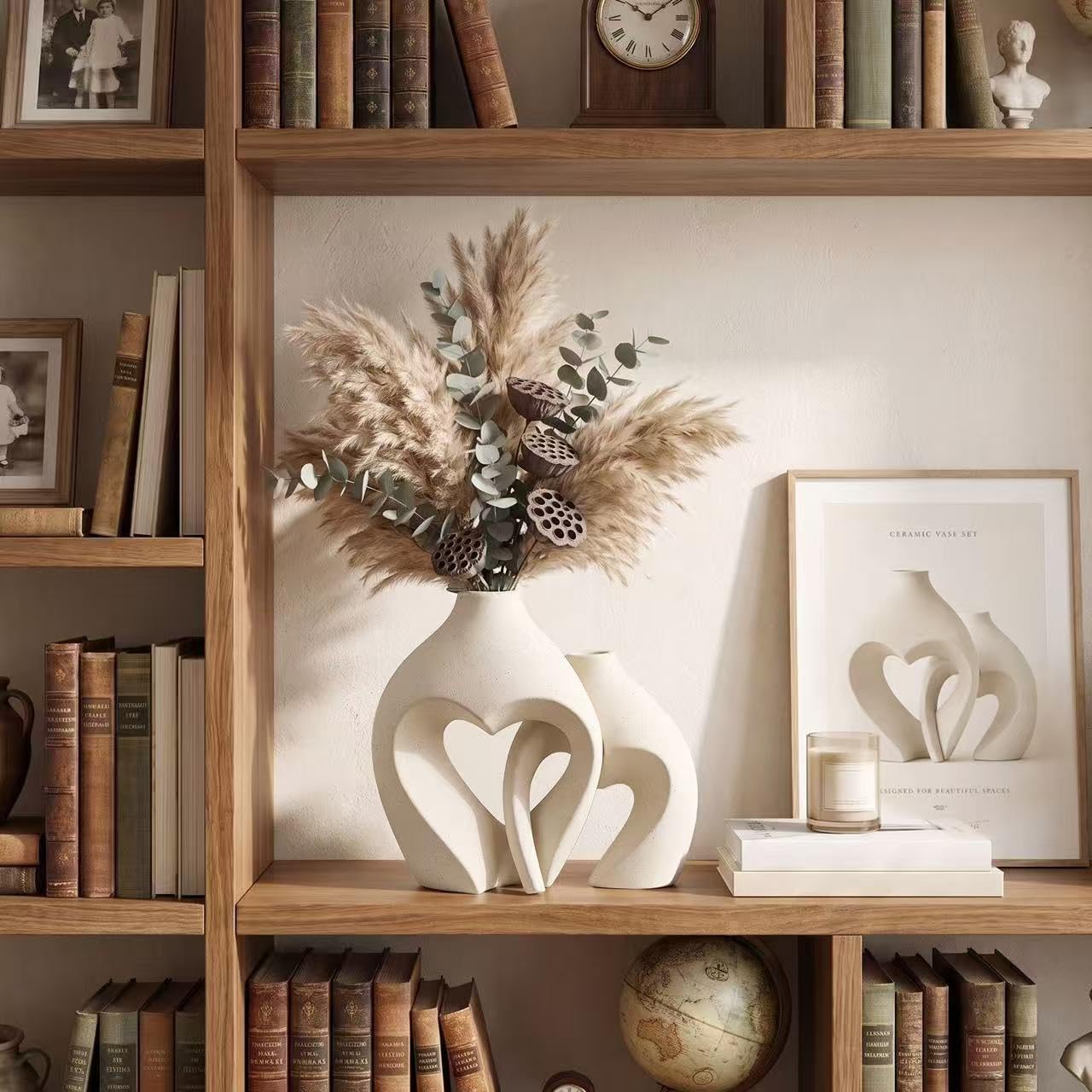 ```text 🤍 Heart-Shaped Ceramic Vase Set of 2 – Minimalist White Flower Vases for Boho, Farmhouse & Modern Home Decor ✨ ```