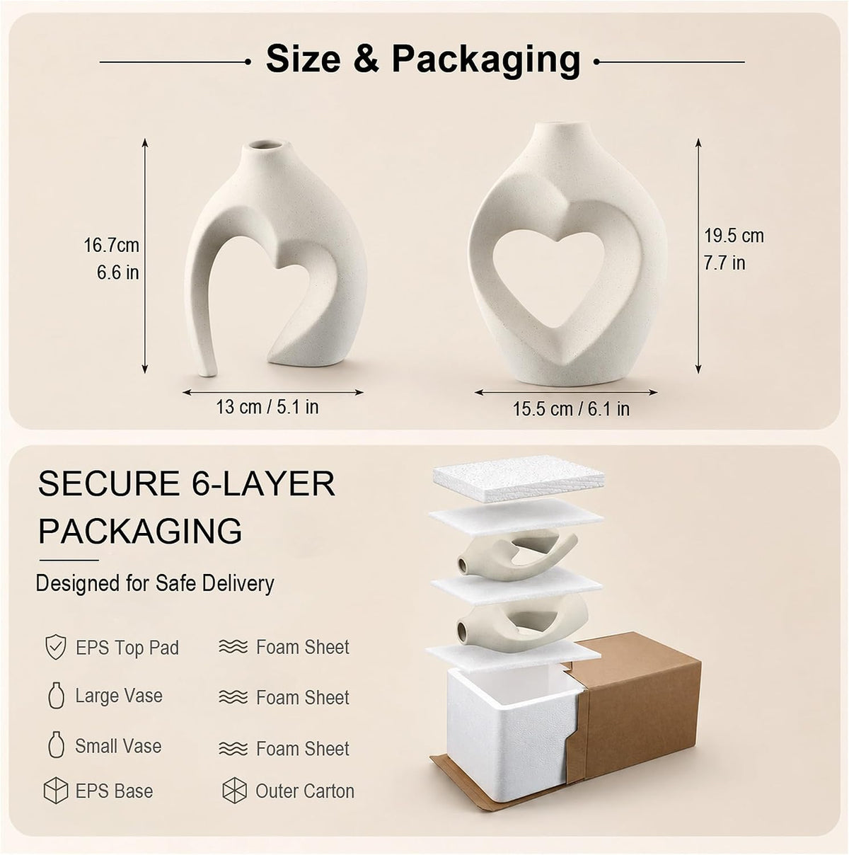 ```text 🤍 Heart-Shaped Ceramic Vase Set of 2 – Minimalist White Flower Vases for Boho, Farmhouse & Modern Home Decor ✨ ```