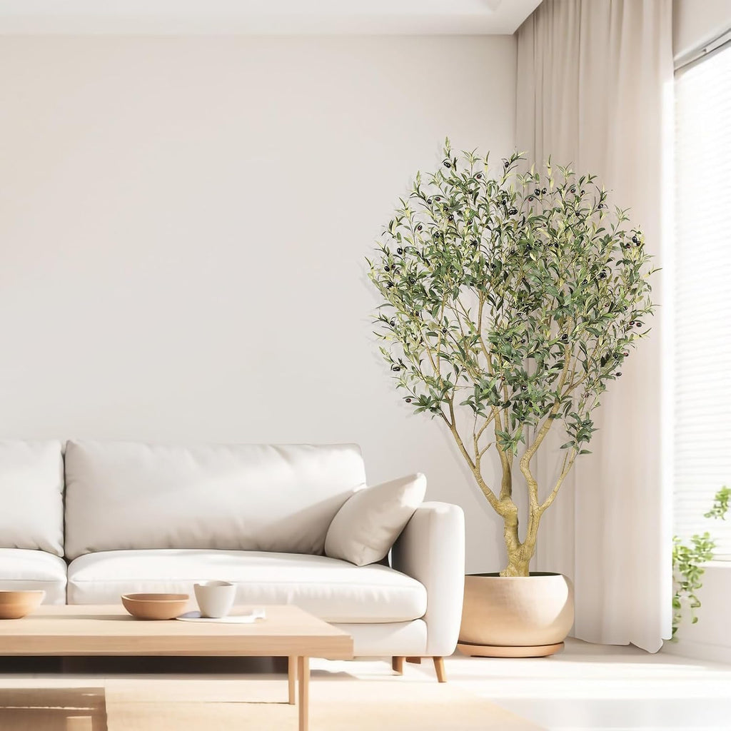🌿 6FT Artificial Olive Tree with Planter – Lifelike Faux Olive Plant with Full Natural Foliage for Living Room, Bedroom & Office Decor ✨
