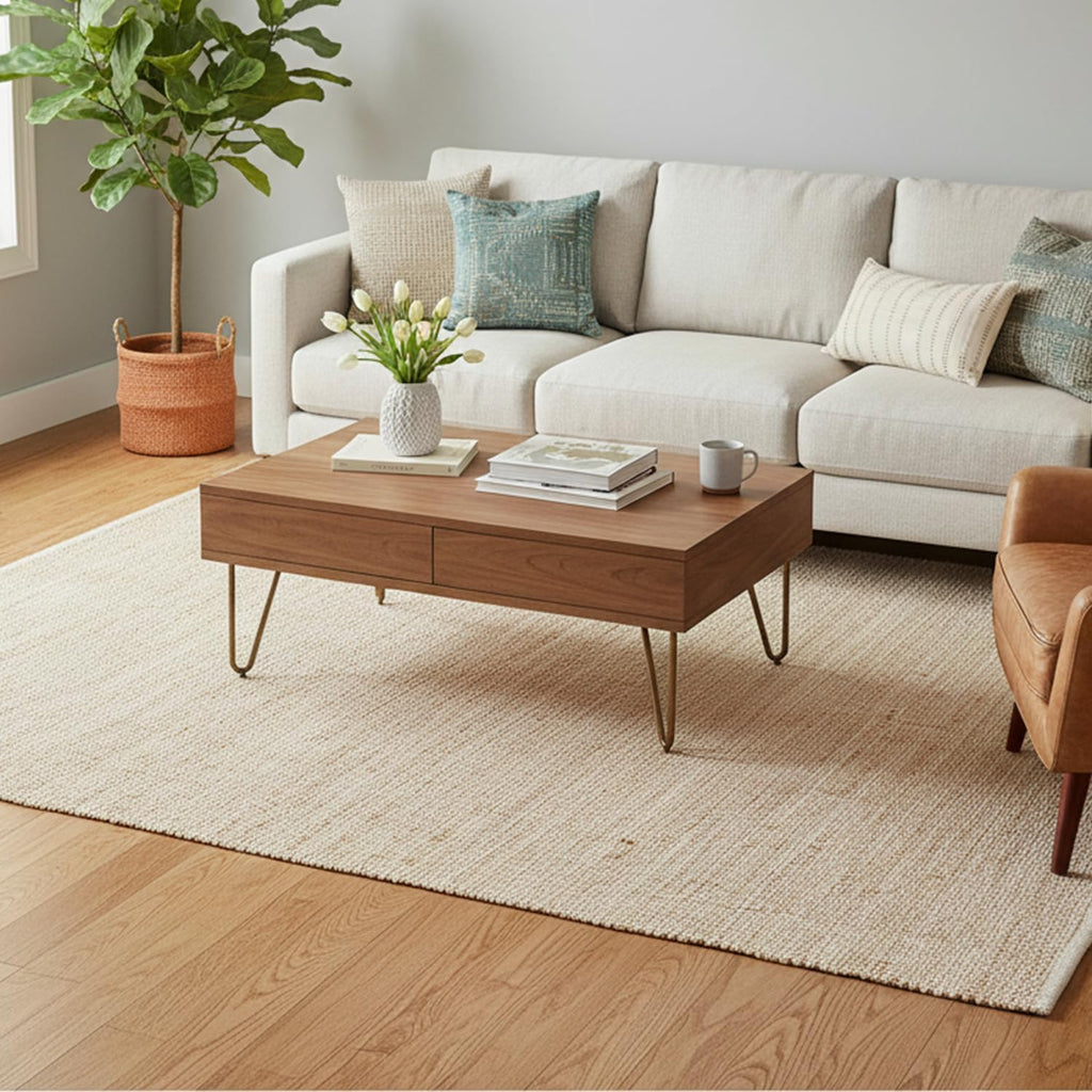 🌾 9' x 12' Natural Jute & Cotton Area Rug – Handwoven Farmhouse Boho Rectangle Rug for Living Room, Bedroom & Dining Room ✨
