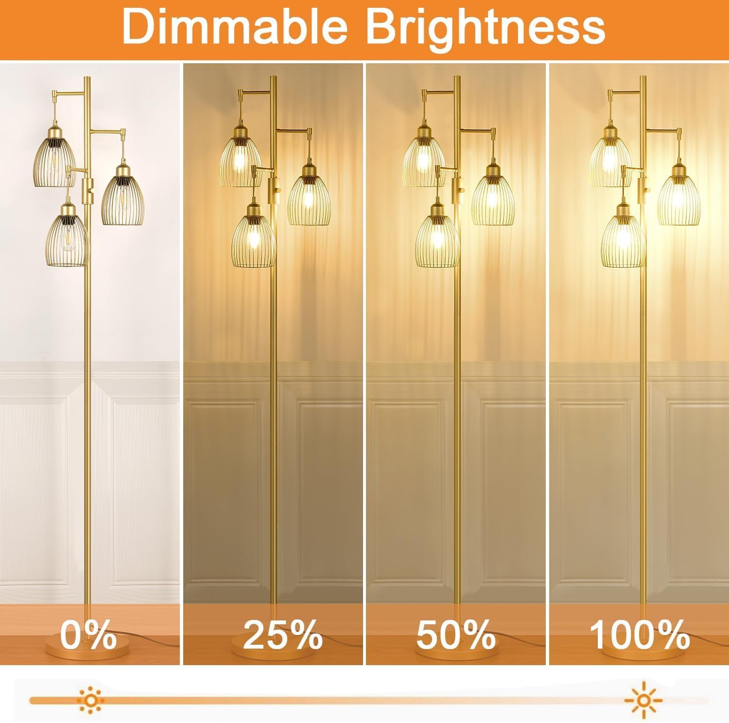 ✨ 70" Industrial Dimmable Floor Lamp – 3-Light Teardrop Cage Standing Lamp with Warm LED Bulbs for Living Room & Bedroom 🏡