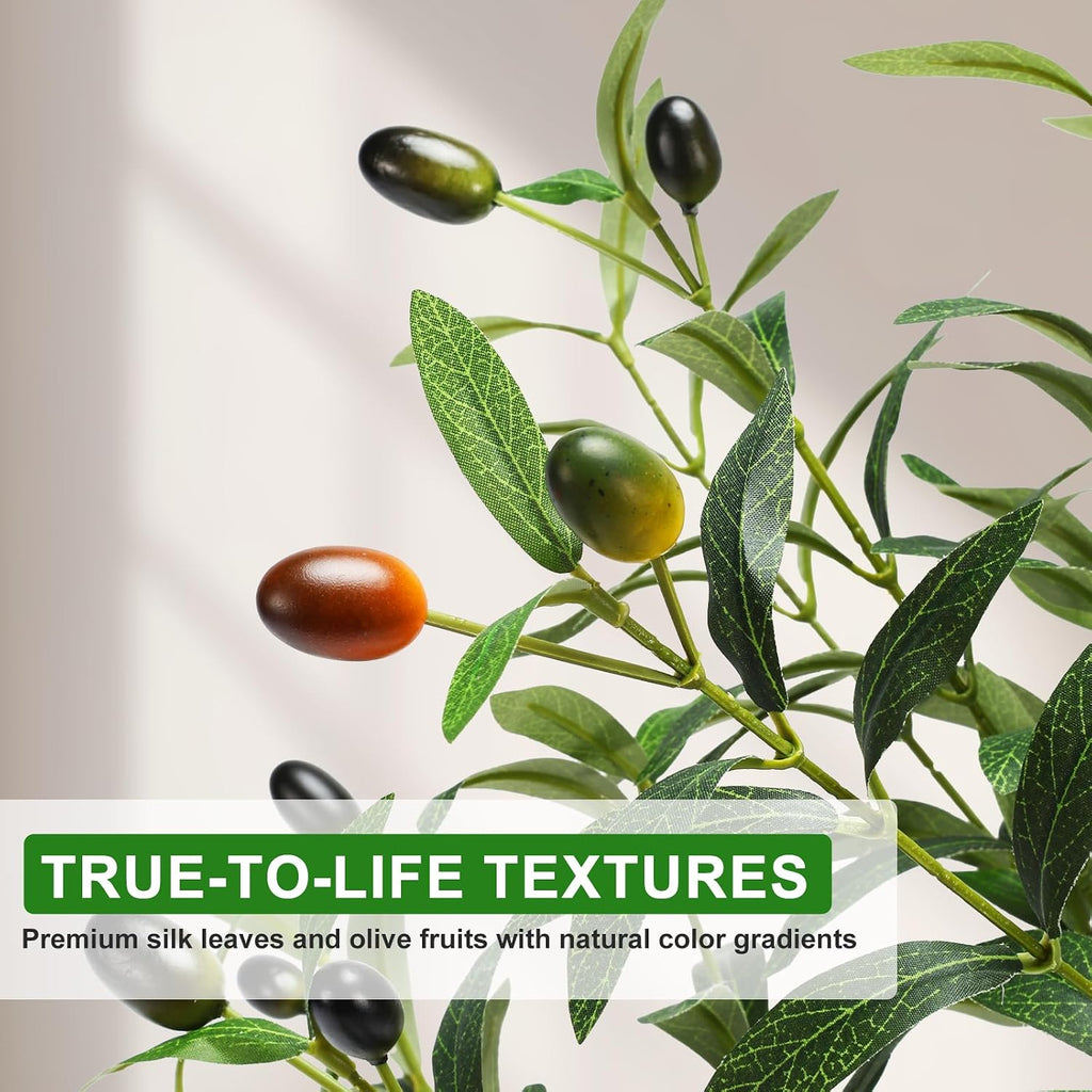 🌿 6FT Artificial Olive Tree with Warm LED Lights & Planter – Lifelike Faux Tree for Cozy Home, Bedroom & Living Room Decor ✨