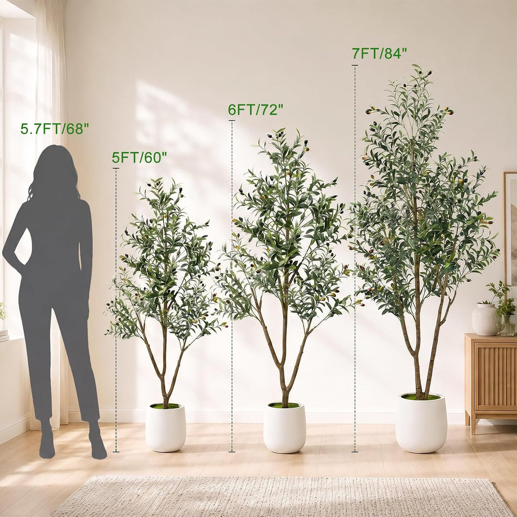 🌿 6FT Artificial Olive Tree with Warm LED Lights & Planter – Lifelike Faux Tree for Cozy Home, Bedroom & Living Room Decor ✨