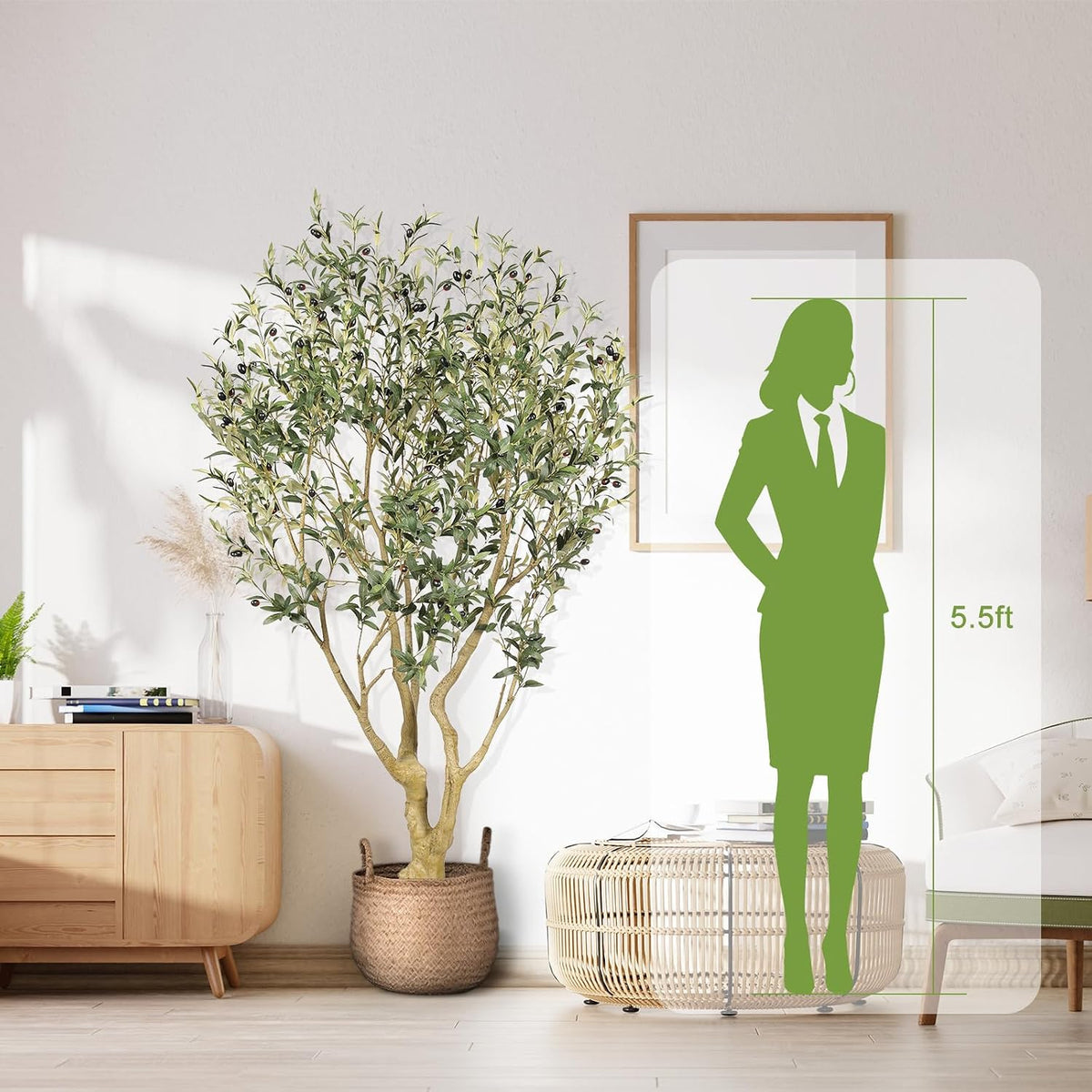 🌿 6FT Artificial Olive Tree with Planter – Lifelike Faux Olive Plant with Full Natural Foliage for Living Room, Bedroom & Office Decor ✨