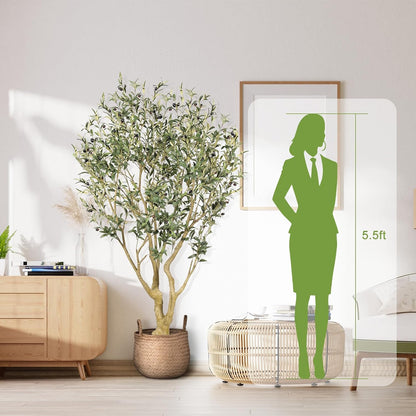 🌿 6FT Artificial Olive Tree with Planter – Lifelike Faux Olive Plant with Full Natural Foliage for Living Room, Bedroom & Office Decor ✨