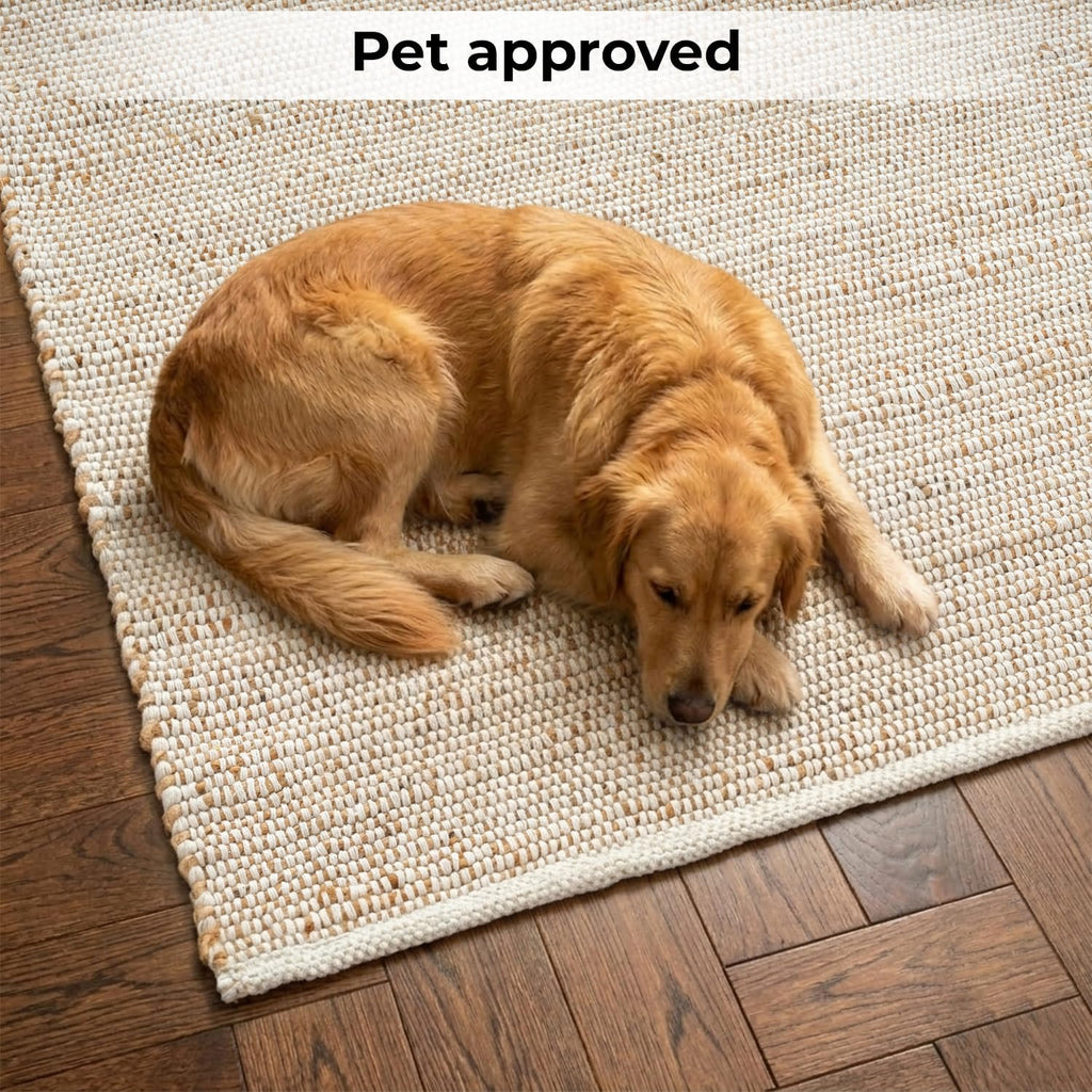 🌾 9' x 12' Natural Jute & Cotton Area Rug – Handwoven Farmhouse Boho Rectangle Rug for Living Room, Bedroom & Dining Room ✨