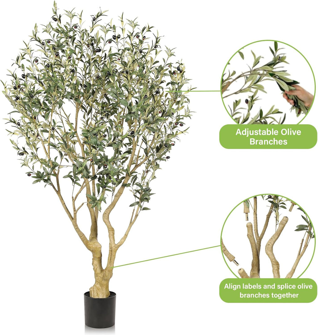 🌿 6FT Artificial Olive Tree with Planter – Lifelike Faux Olive Plant with Full Natural Foliage for Living Room, Bedroom & Office Decor ✨