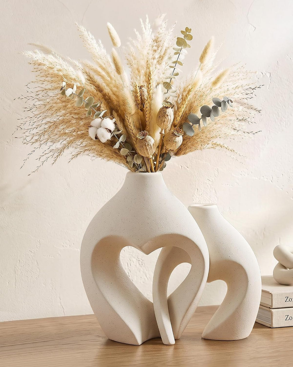 ```text 🤍 Heart-Shaped Ceramic Vase Set of 2 – Minimalist White Flower Vases for Boho, Farmhouse & Modern Home Decor ✨ ```