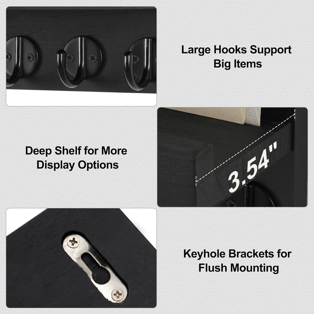 ```text 🗝️ Rustic Wall-Mounted Key & Mail Organizer – 5-Hook Entryway Storage Shelf for Keys, Bags & Coats 🏡 ```