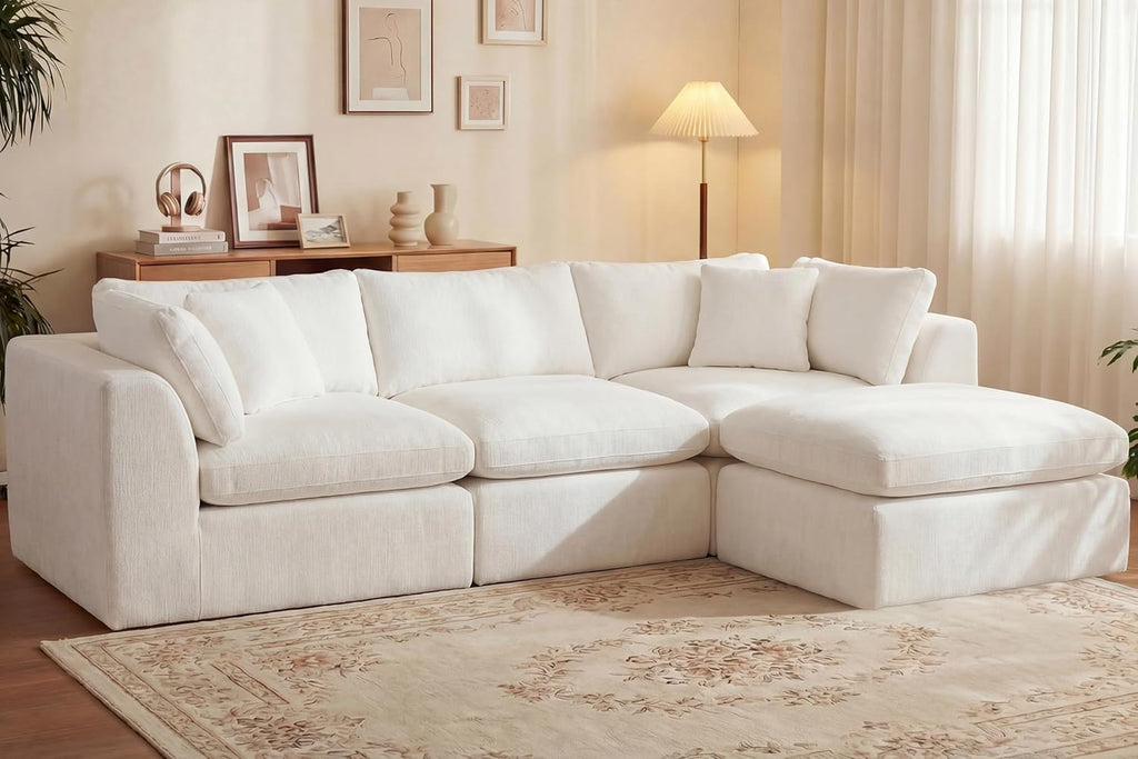 ☁️ Oversized Modular Cloud Sectional Sofa – Deep Seat Chenille Couch with Washable Covers, Flexible L/U-Shaped Design & Plush Comfort 🛋️