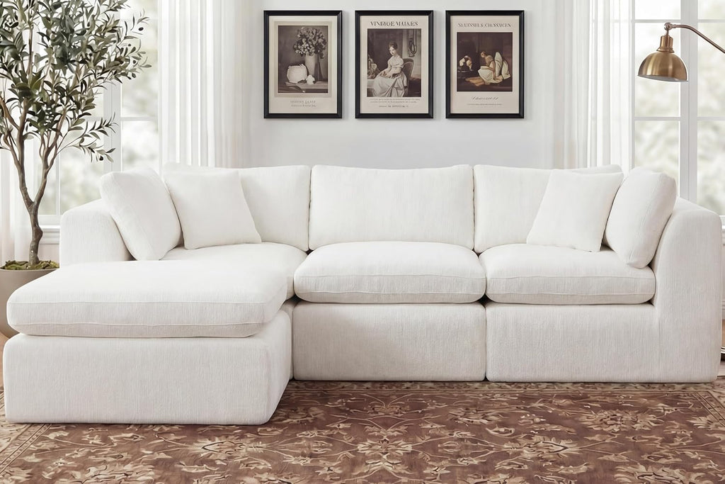 ☁️ Oversized Modular Cloud Sectional Sofa – Deep Seat Chenille Couch with Washable Covers, Flexible L/U-Shaped Design & Plush Comfort 🛋️