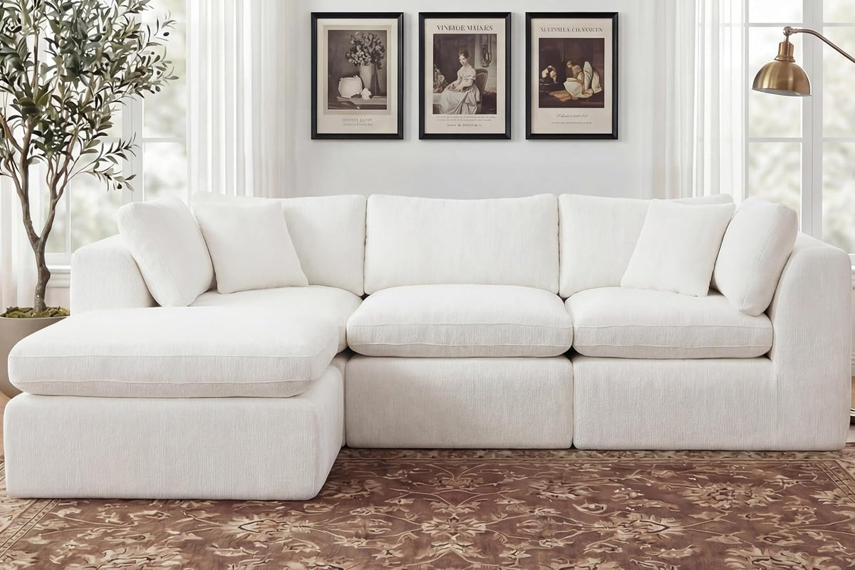 ☁️ Oversized Modular Cloud Sectional Sofa – Deep Seat Chenille Couch with Washable Covers, Flexible L/U-Shaped Design & Plush Comfort 🛋️