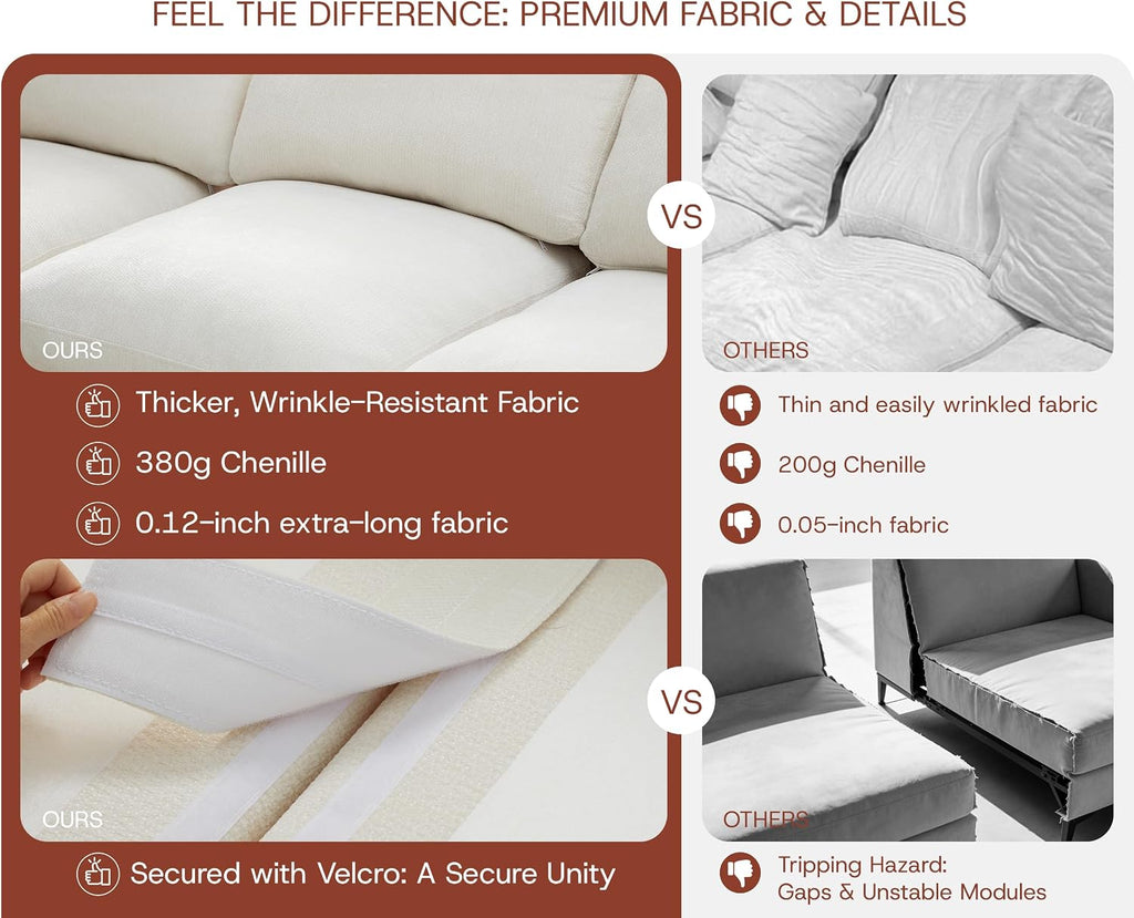 ✨ 110" Oversized Cloud Sectional Sofa – Deep Seat L-Shaped Couch with Ottoman, Plush Chenille & Memory Foam for Cozy Living Rooms 🛋️
