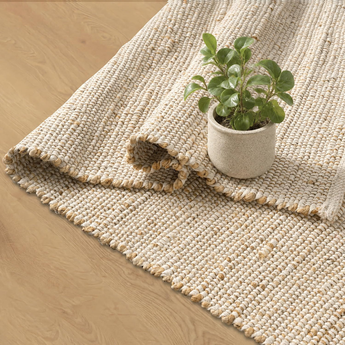 🌾 9' x 12' Natural Jute & Cotton Area Rug – Handwoven Farmhouse Boho Rectangle Rug for Living Room, Bedroom & Dining Room ✨