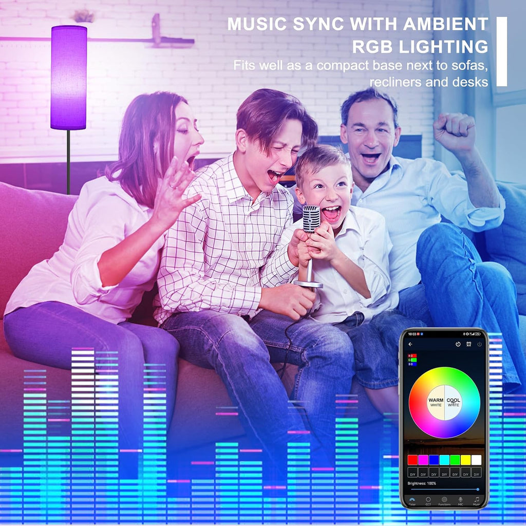 ✨ 2-Pack Smart RGB Floor Lamps – 67" Dimmable Standing Lamps with App & Remote Control, Music Sync & Color Changing for Bedroom & Living Room 🌈