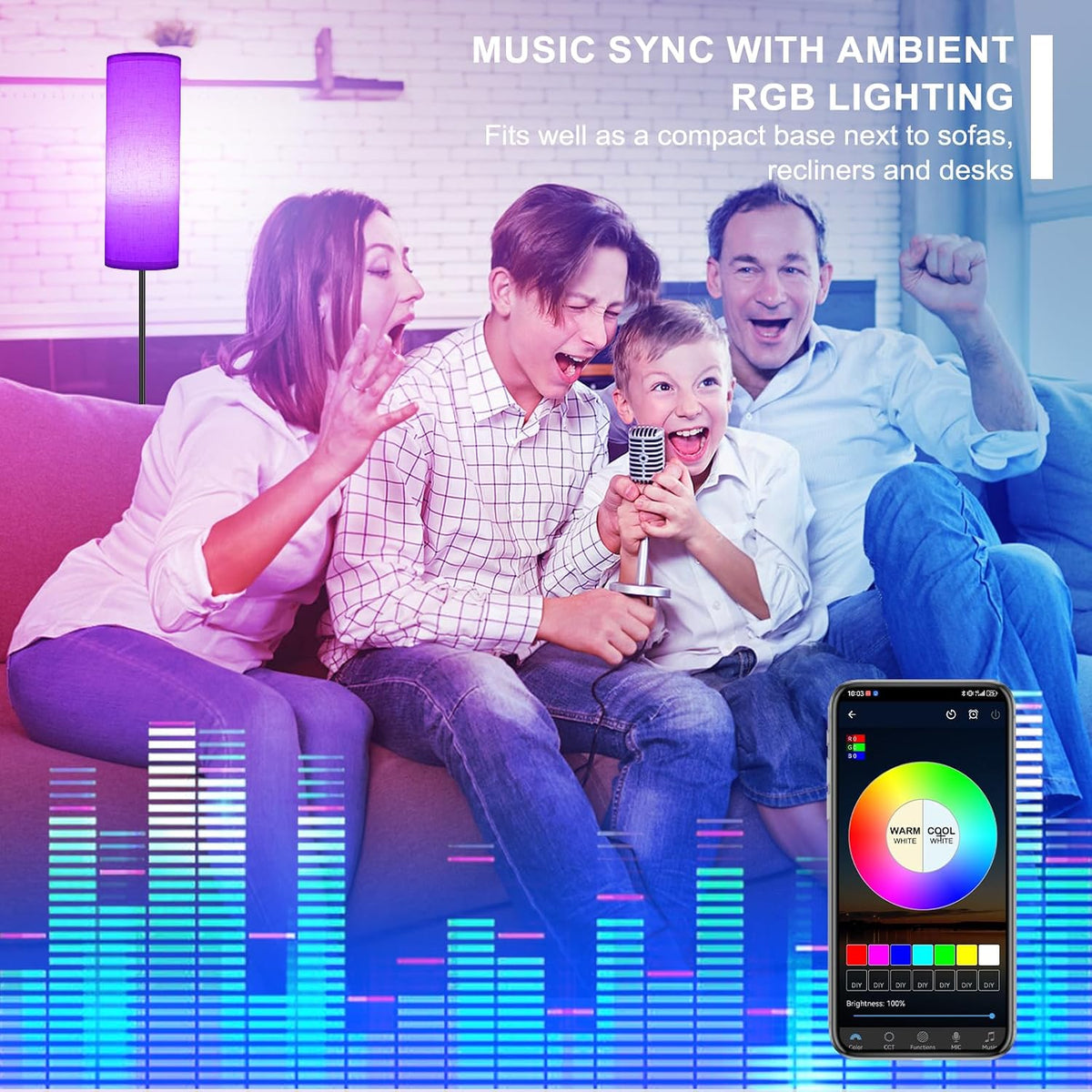 ✨ 2-Pack Smart RGB Floor Lamps – 67" Dimmable Standing Lamps with App & Remote Control, Music Sync & Color Changing for Bedroom & Living Room 🌈