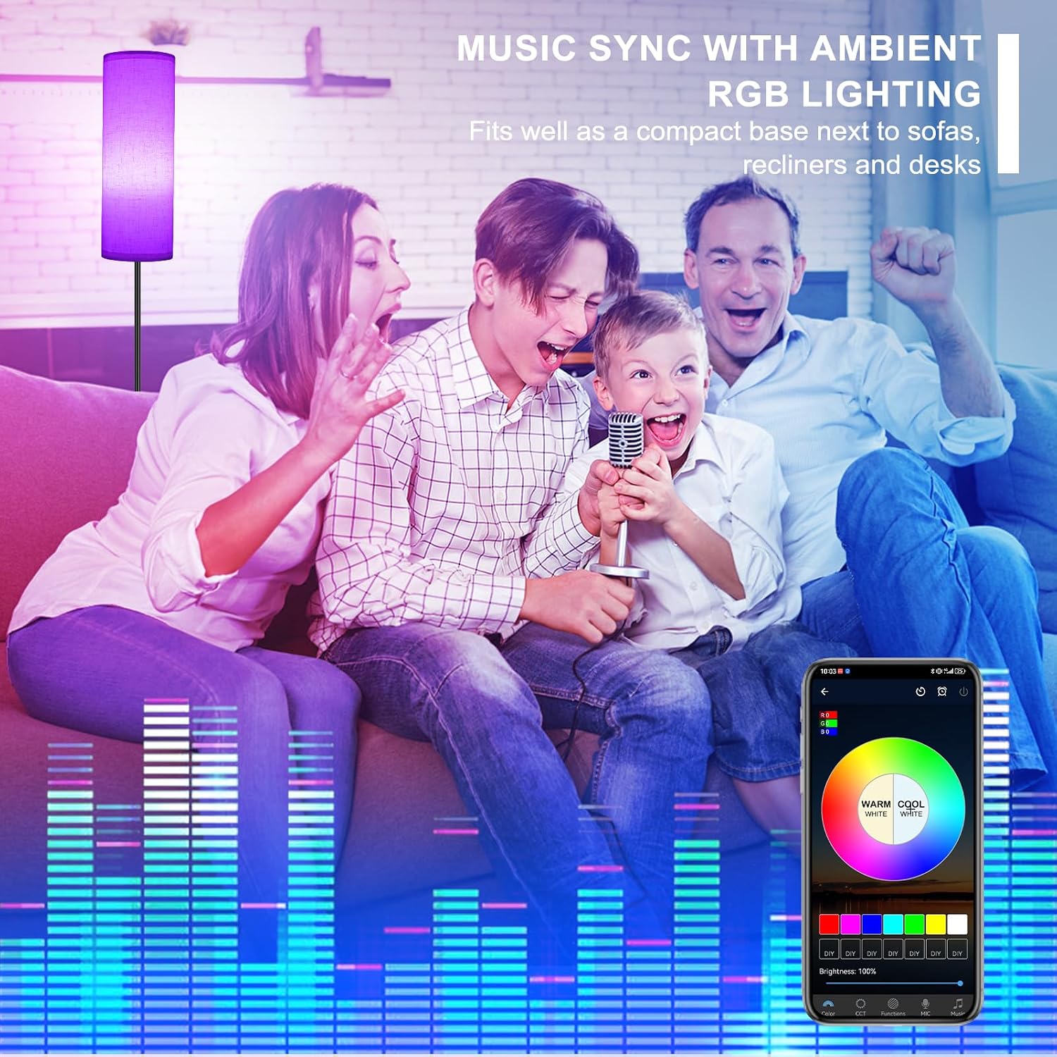 ✨ 2-Pack Smart RGB Floor Lamps – 67" Dimmable Standing Lamps with App & Remote Control, Music Sync & Color Changing for Bedroom & Living Room 🌈