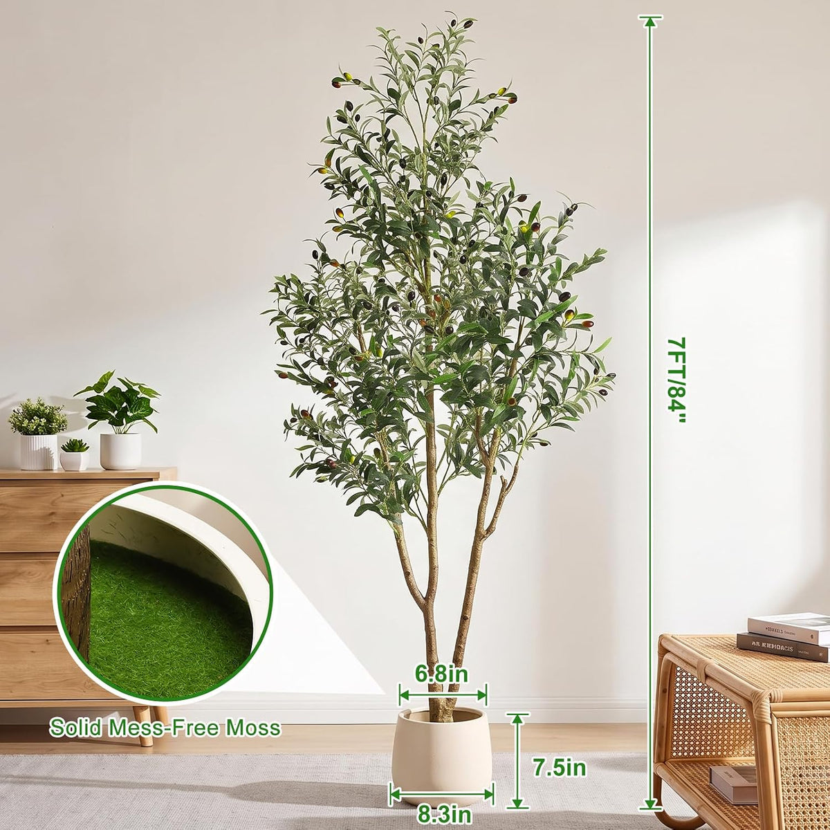 🌿 6FT Artificial Olive Tree with Warm LED Lights & Planter – Lifelike Faux Tree for Cozy Home, Bedroom & Living Room Decor ✨