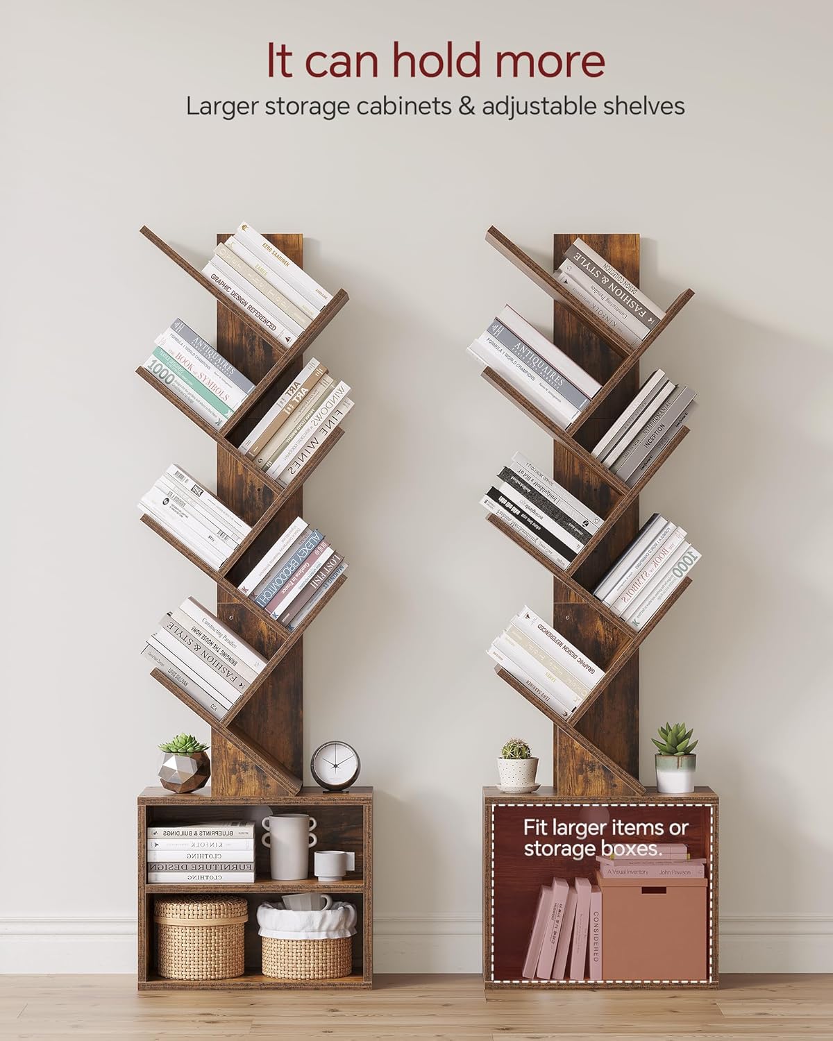 ```text 🌿 6-Tier Tree Bookshelf with Storage Cabinets – Slim Freestanding Bookcase & Display Organizer for Small Spaces 📚✨ ```
